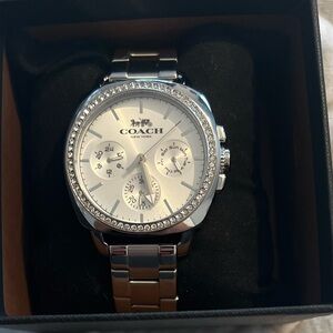 Coach Watch Boyfriend Women’s Silver Bracelet Crystal Dial Watch
